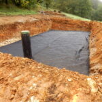 Membrane laid to separate the sand from the gravel in the construction of a sand and gravel filter bed